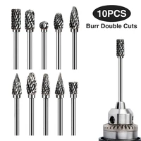 10pcs burr double cut grinding head woodworking furniture making tungsten steel power tool accessories parts