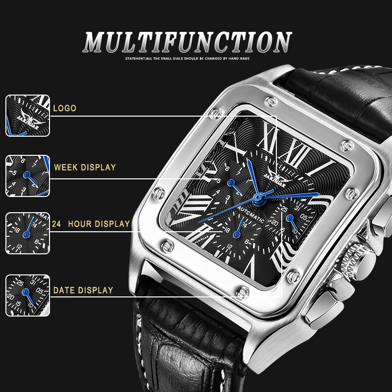 Роскошные часы JARAGAR Мужские военные автоматические механические