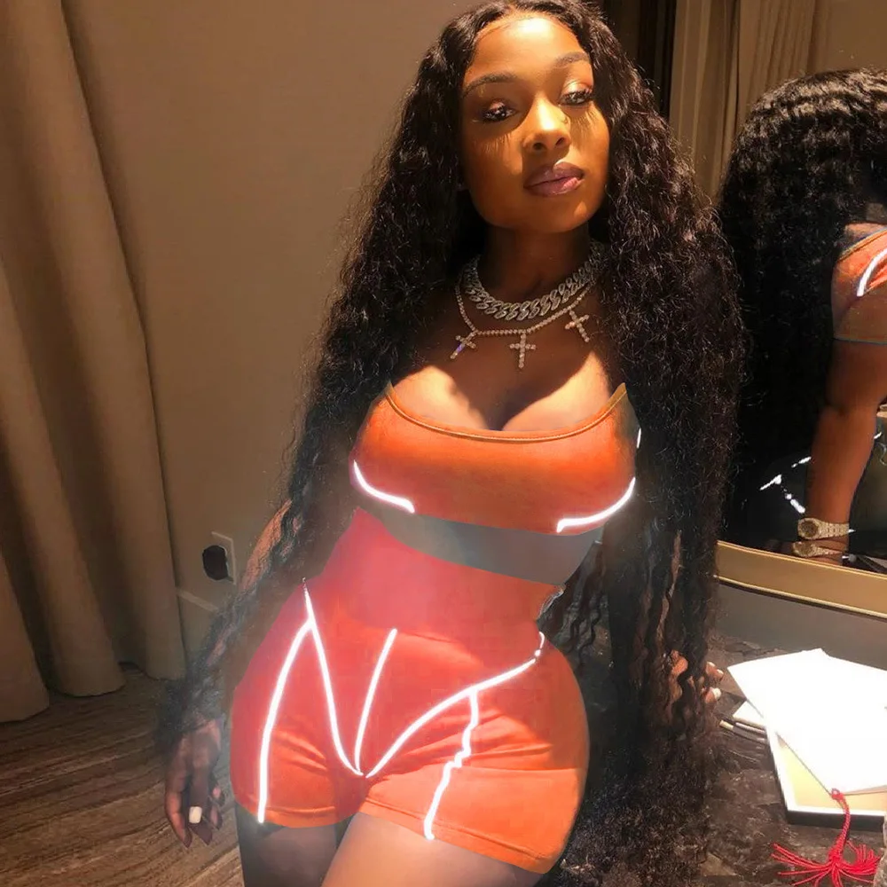 

Reflective Material 2 Piece Yoga Set Women Sports Suit Female Crop Top Shorts Outfit Yoga Workout Clothes Tracksuit Outfits