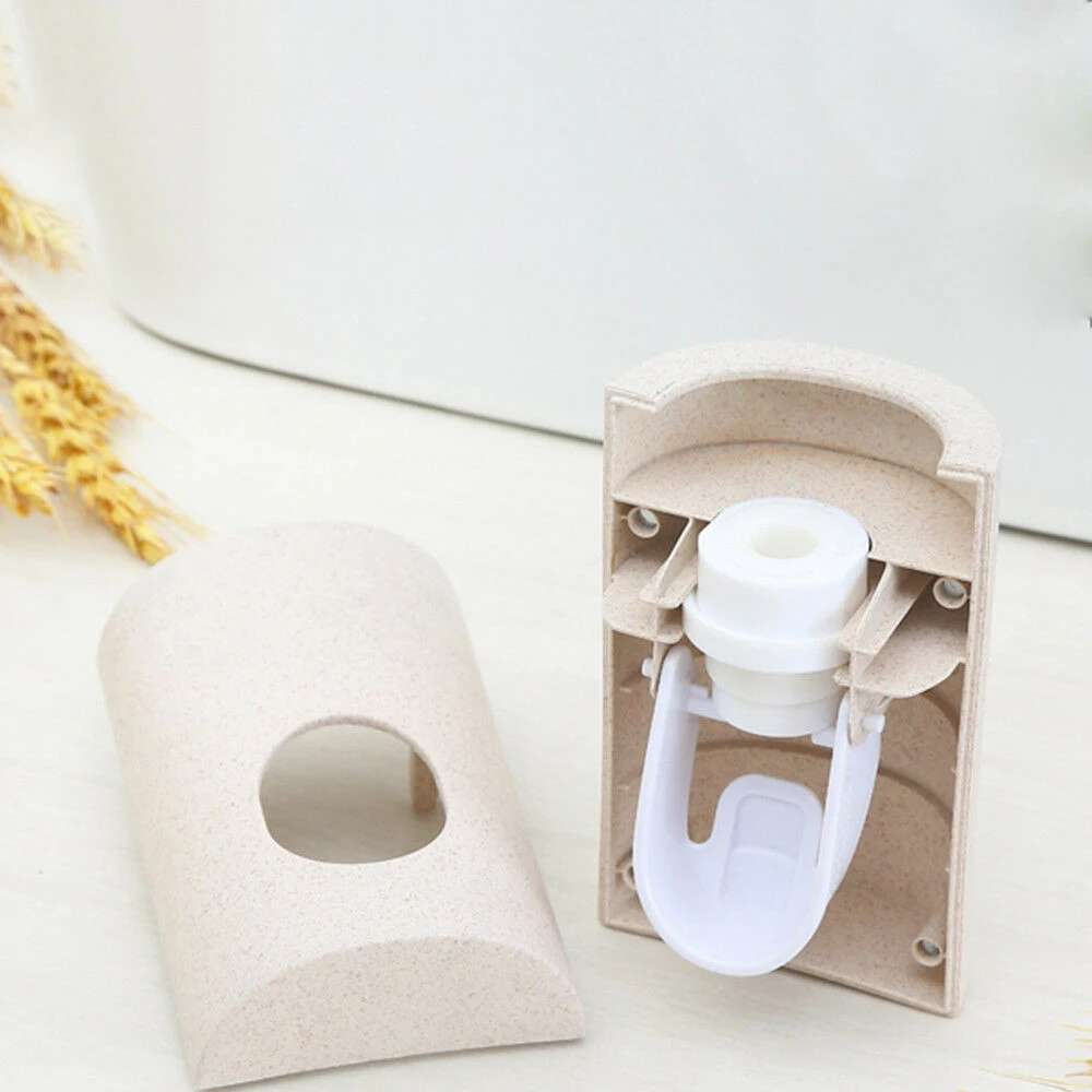

Automatic Toothpaste Dispenser Set Wheat Straw Toothbrush Holder Wall Mount Stand Holder Extrusion Bathroom Accessories