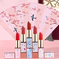 lipstick set peach blossom fan gift box lip gloss 5 colors velvet matte lip gloss beauty tool set maquillaje wholesale