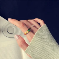 hip hoprock fashion sweet love form contrast color ring personality joker pearl ring ins wind women two piece forefinger ring
