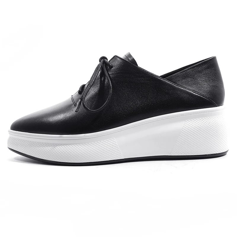 Лоферы из натуральной коровьей кожи Женская Весенняя Обувь На Шнуровке цвет