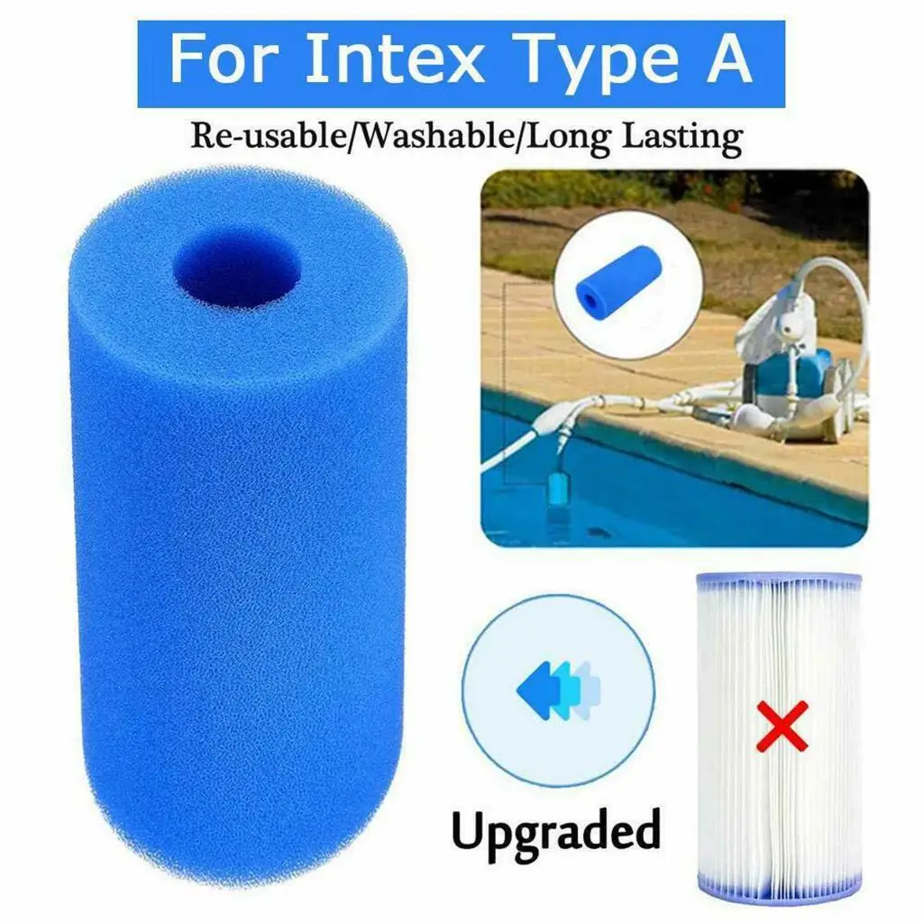 Reusable Washable Swimming Pool Filters Pump Cleaning Supplies Equipment for Intex Type A Above Ground Pools Replacement | Спорт и