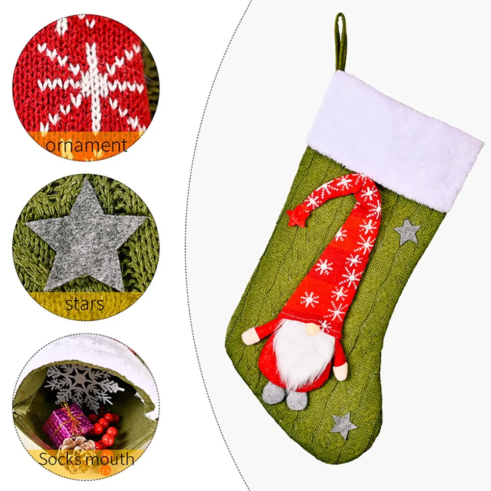 Christmas Stocking Sack Xmas Gift Candy Bag Noel Decorations for Home Navidad Sock Tree Decor 2022 New Year | Дом и сад