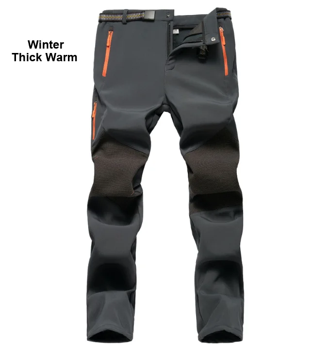 Gray Fleece Thick Негабаритных мужчин лето весна жаркие дни рыбы бег быстросохнущие брюки треккинговые походные ползунки брюки открытый мужской велоспорт плюс размер лагерь - Цвет: Gray Fleece Thick
