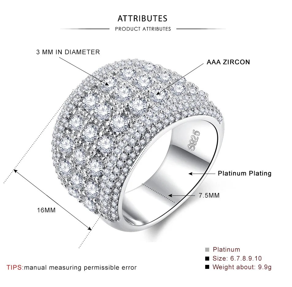 

New Fashion Charm Hip Hop Iced Out Bling Rings Micro Pave AAA Zircon Hiphop Ring Jewelry Punk Party Rock Gifts for Women Men