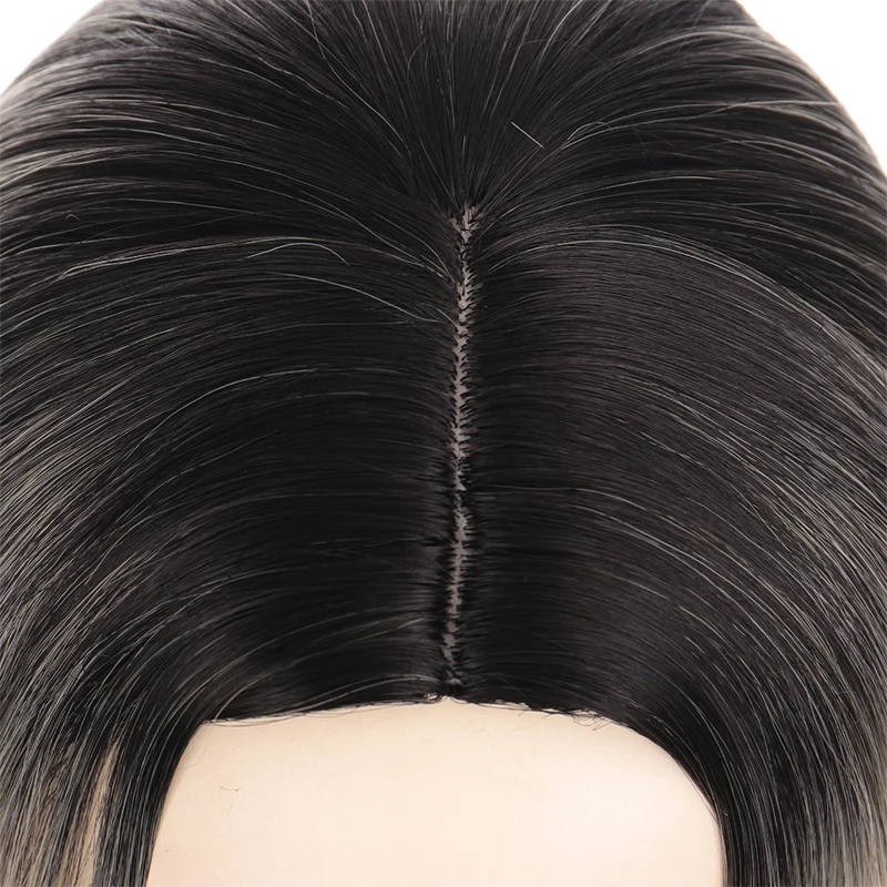 

MANWEI Black and gold Bob Wigs For Women Synthetic Straight Hair Wig Natural Daily Party Middle Part Wigs Heat Resistant