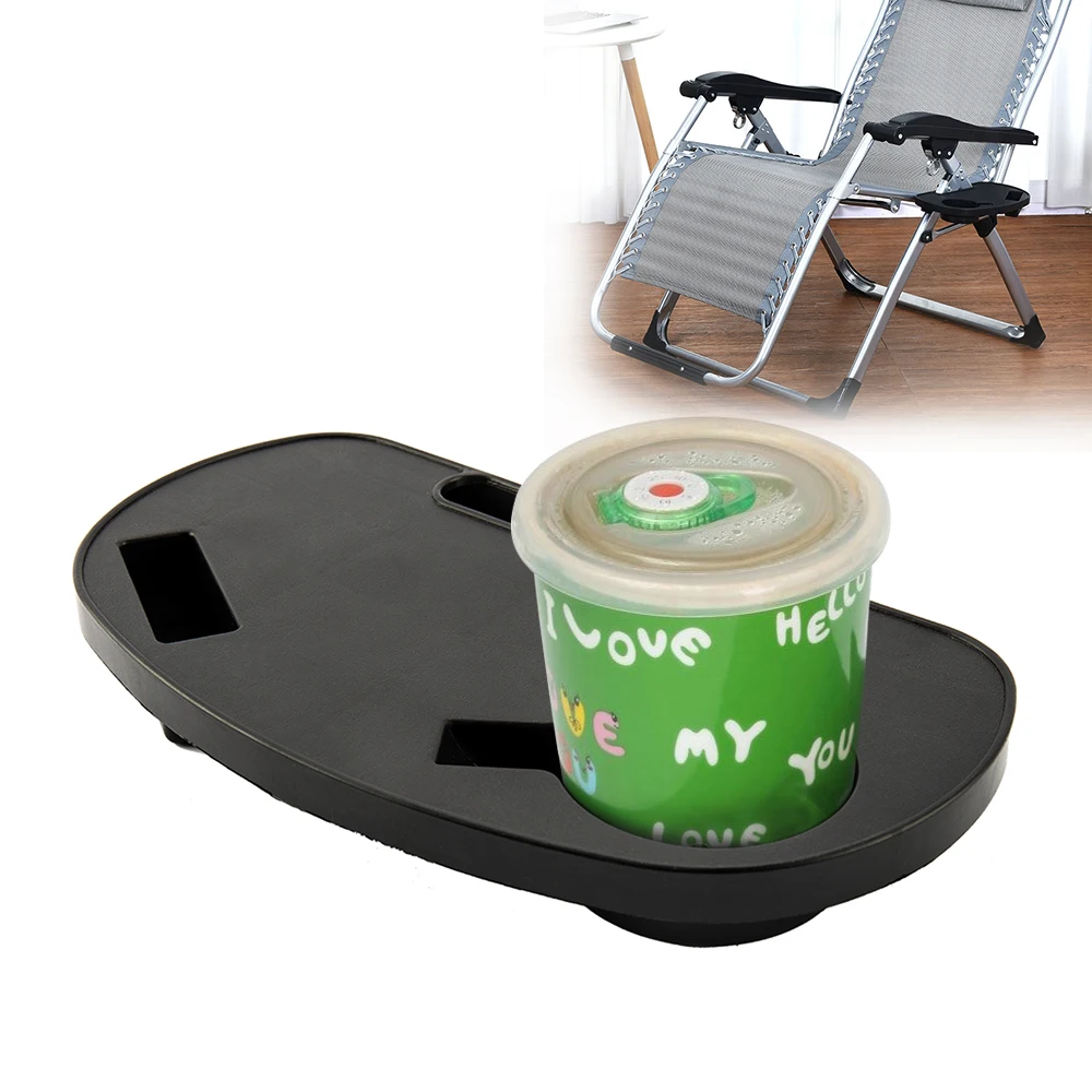 

Folding Chair Tray Outdoor Garden Beach Chair Cup Holder Breakfast Tray for Camping Recliner Tray Chair Side Tray Drink Holder