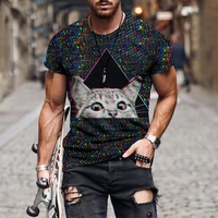 fashion animal 3d cat print mens t shirt summer 3d owl t shirt casual short sleeve o neck top oversized mens t shirt