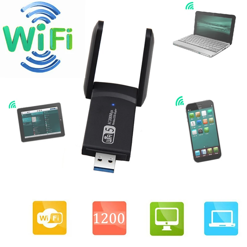

USB 3,0 1200 Мбит/с Двухдиапазонная Wi-Fi ТВ антенна 5 ГГц 2,4 ГГц 802.11AC RTL8812BU Wifi Антенна Dongle сетевая карта для ноутбука