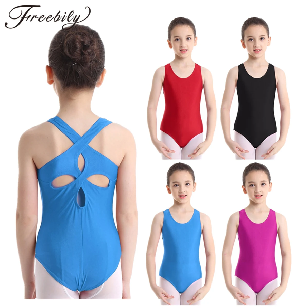 

Kids Girls Cutout Back Professional Ballet Gymnastics Leotard Dancewear Children Dance Bodysuit For Dancing Gymnastic Jumpsuit