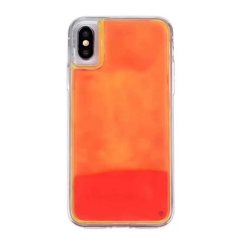 Светящийся неоновый песочный мобильный чехол для iPhone XR XS max X 6 7 8 plus светится в