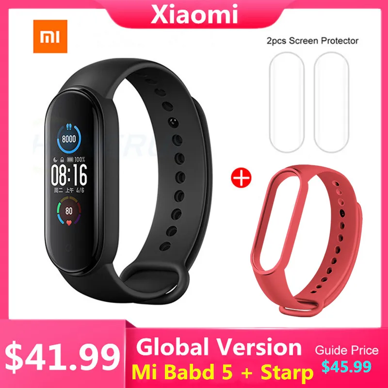 Mi Band 5 глобальная версия Xiaomi Смарт браслет 4 цветной дисплей умный Bluetooth для спорта