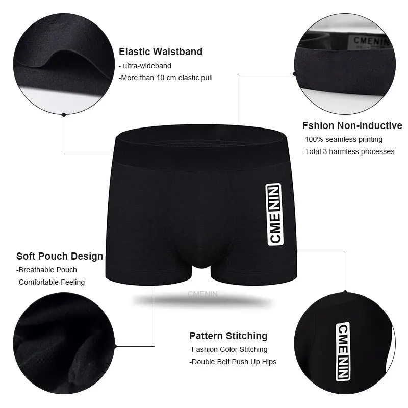 CMENIN черное и белое мужское однотонное хлопковое сексуальное нижнее белье