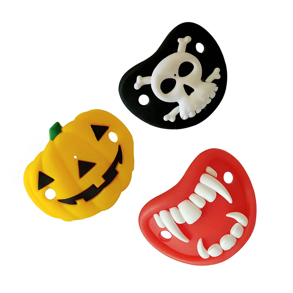 

3pcs Food Grade Silicone Baby Pacifier Elements Design Pumpkin Shape for Baby Toddlers