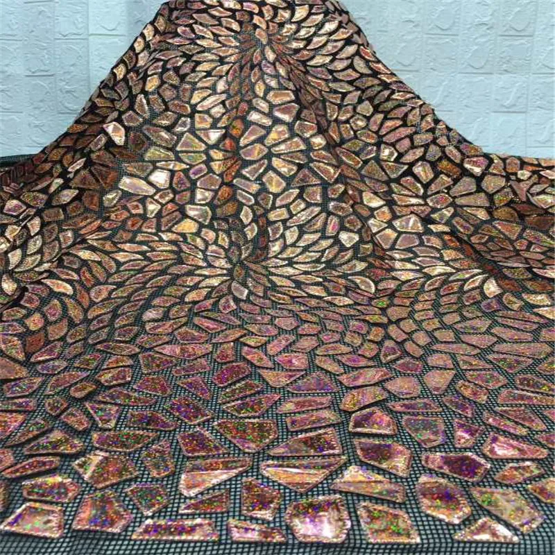 

African Lace Fabric 2020 High Quality Nigerian Lace Fabrics Embroidery French Beaded Lace Fabric 5 Yards For Wedding