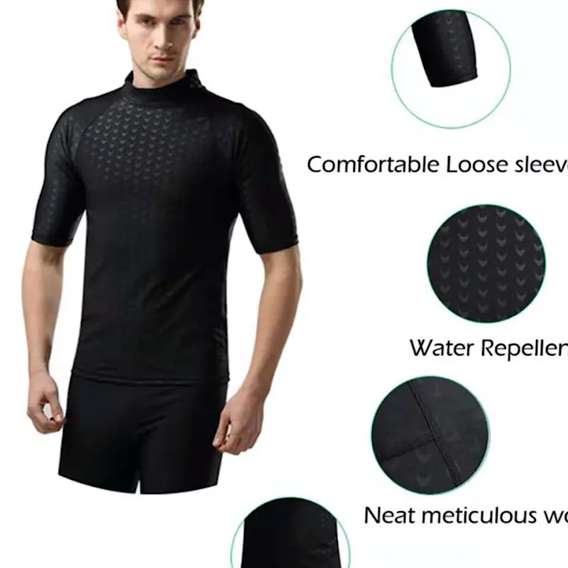 

TSMC Professional Men's Competitive Swim Trunks Shark Skin Swimwear Set Brand Solid Jammer Swimsuit Fifth Pant Plus Size M-6XL