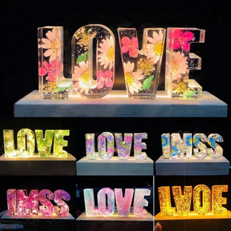 

Epoxy Ornaments Solid Wood LED Base Creative Birthday Gift 3D Stereo Night Light