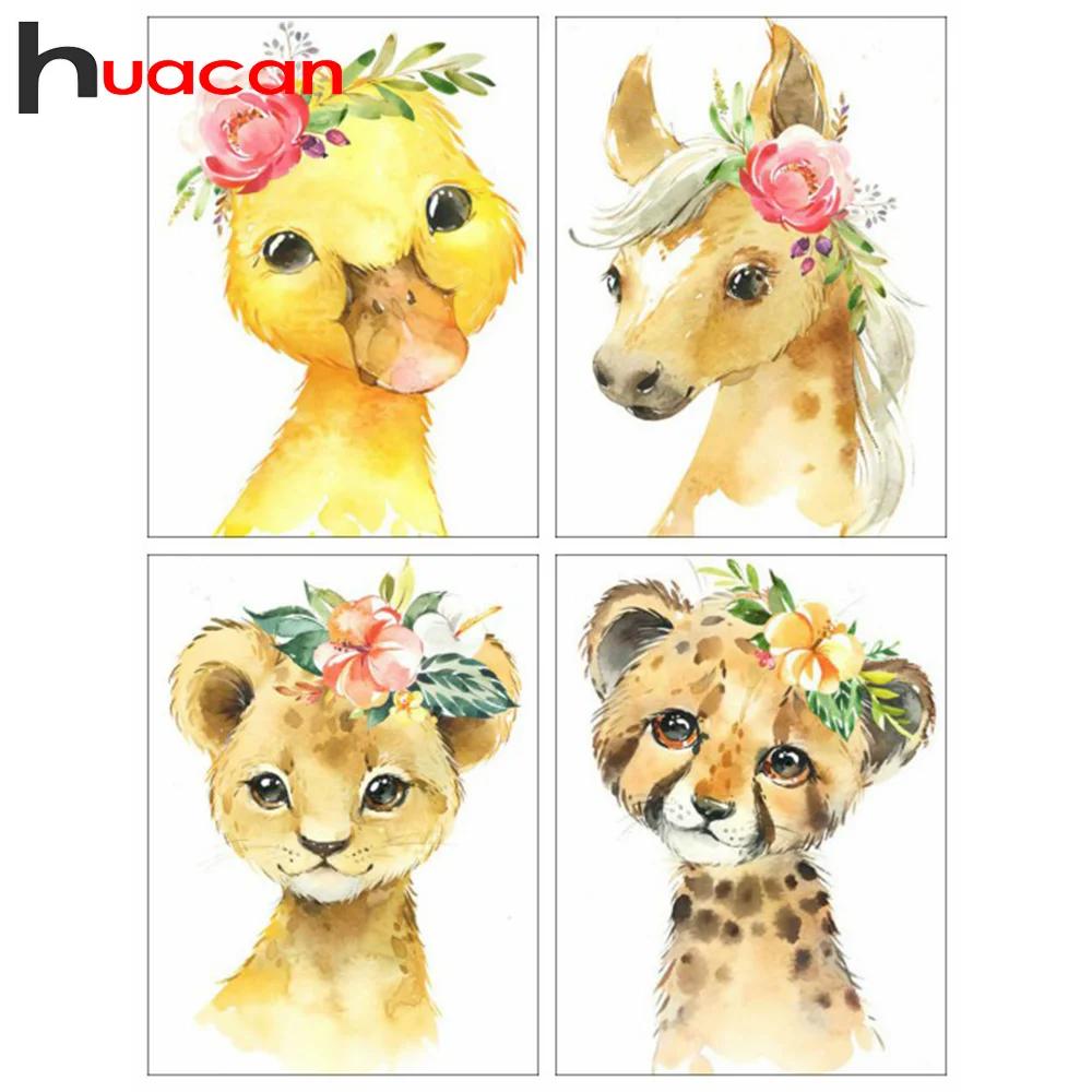 Huacan алмазная мозаика животные живопись лошади картины стразами вышивка наклейки