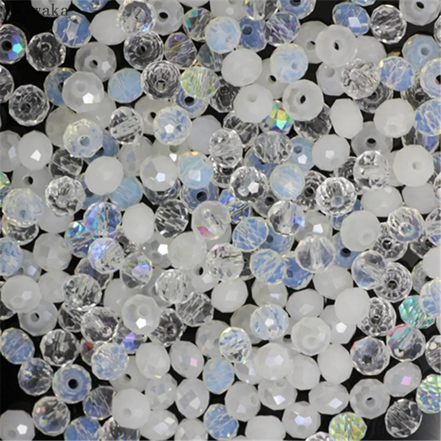 Isywaka White Multicolor 4*6mm 50pcs Rondelle Austria faceted Crystal Glass Beads Loose Spacer Round Beads for Jewelry Making Isywaka White Multicolor 4*6mm 50pcs Rondelle Austria faceted Crystal Glass Beads Loose Spacer Round Beads for Jewelry Making