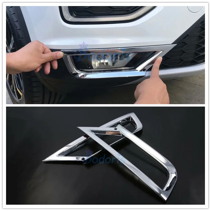 

For Volkswagen For VW T-Roc TROC 2018-2020 Chrome Front Fog Light Lamp Cover Trim Foglight Bumper Garnish Molding Ring