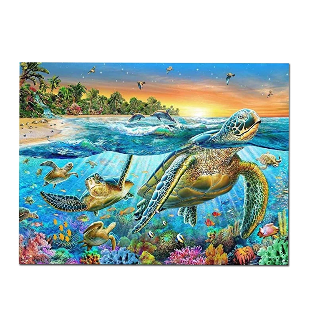 

5D Diy Diamond Painting Animal Ocean Turtle Cross Stitch Full Round Rhinestone Diamond Mosaic Embroidery European Home Decor