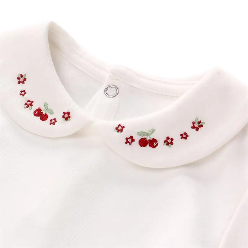 Детская футболка Famuka с длинным рукавом футболки вышивкой и кукольным воротником