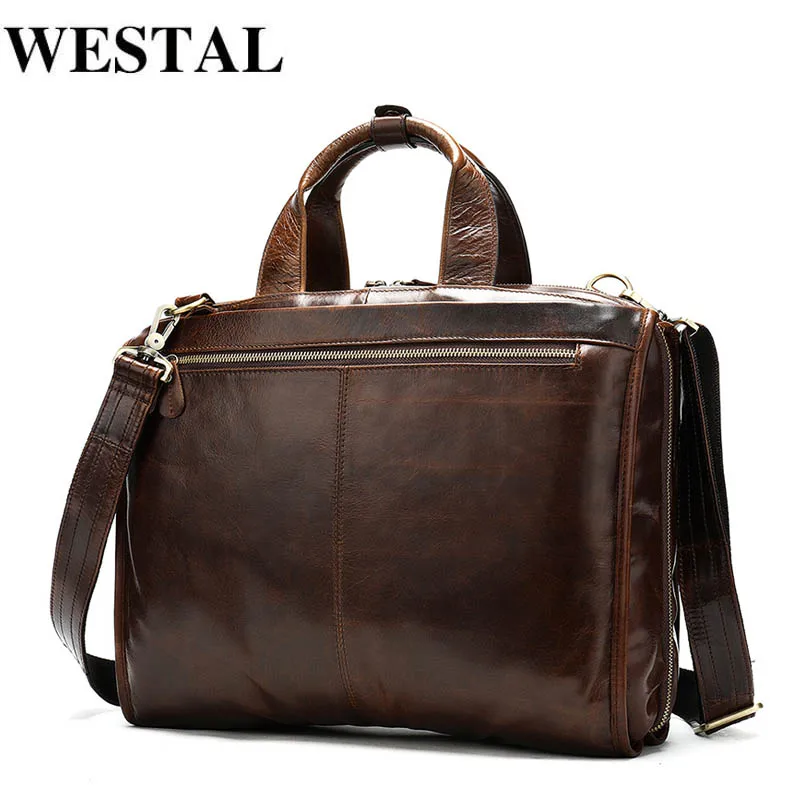 Bolsa de Couro Genuíno dos Homens Bolsa para Computador Maletas do Escritório Tote para Documento Westal Maleta Mensageiro Polegada Portátil Vintage 8867 14
