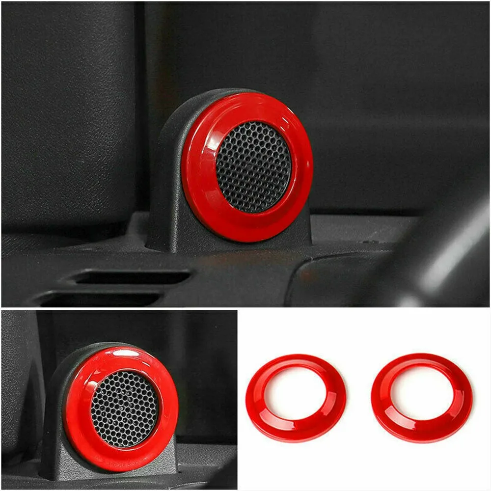 2pcs Red Car Interior A Pillar Speaker Cover Trim Horn Audio Speaker Cover Trim Accessories For Jeep Wrangler Jk 2008-2014