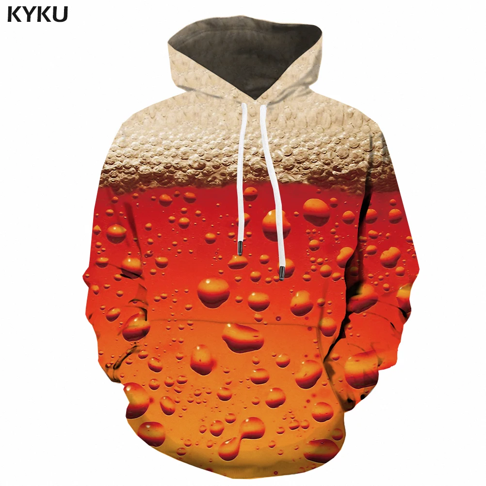 

3d Hoodies Beer Hoodie Men Orange Hoody Anime Time Hooded Casual Letter Sweatshirt Printed Mens Clothing Streetwear Autumn