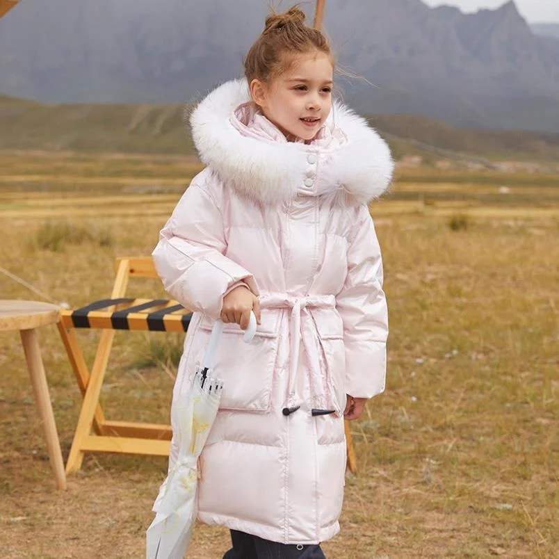 

Детское непромокаемое пальто с капюшоном, на белом утином пуху