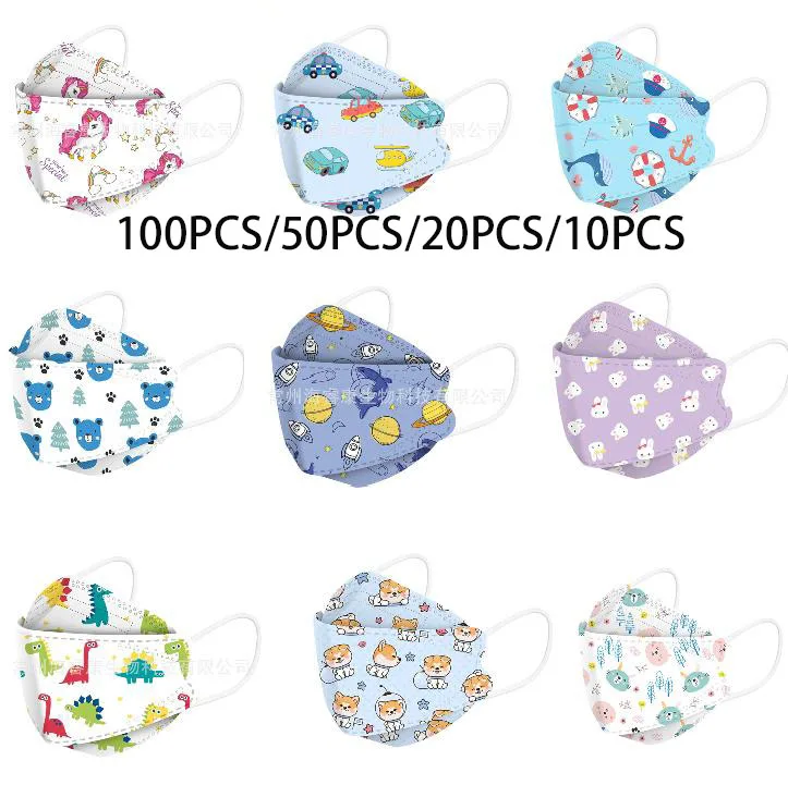 

100PCS/50/10PCS Children's Face Mask Cartoon Dinosaur 4plys Ear Loop Disposable Mouth Cover Mask Boy Girl Dustproof Mouth Masks