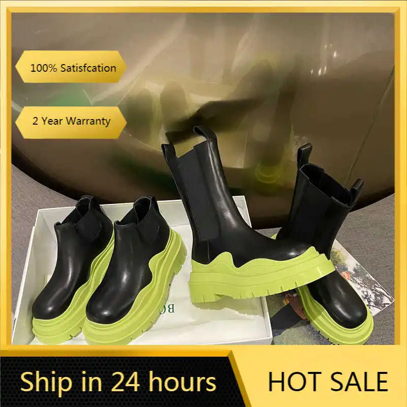 

Women's Boots Martens 2021 New Spring and Autumn New Platform Thick-soled Avocado Chelsea Short Boots British Style Single Boots