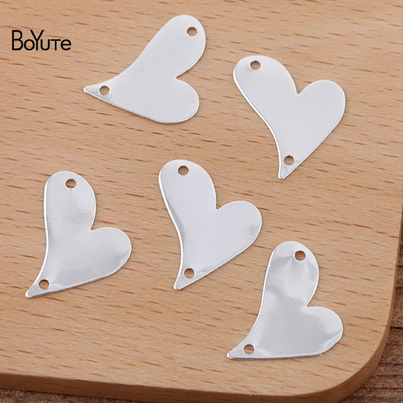 

BoYuTe (100 Pieces/Lot) 17*18MM Metal Brass Heart Charms Materials DIY Handmade Jewelry Making Accessories
