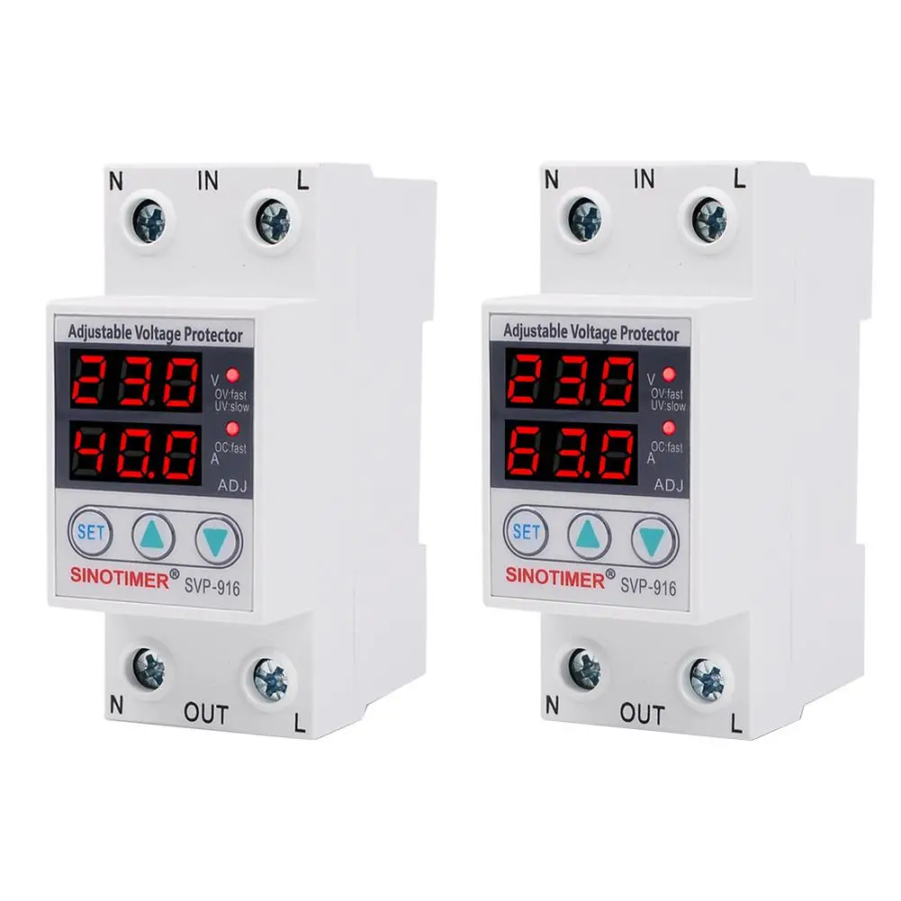 SVP-916 Adjustable Voltage Surge Protector Limit Current Protection 40/63A | Обустройство дома