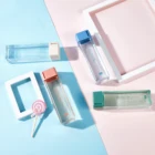 450 мл квадратная прозрачная чашка для воды простая и портативная пластиковая чашка для воды герметичная прозрачная и устойчивая к падениям Милая