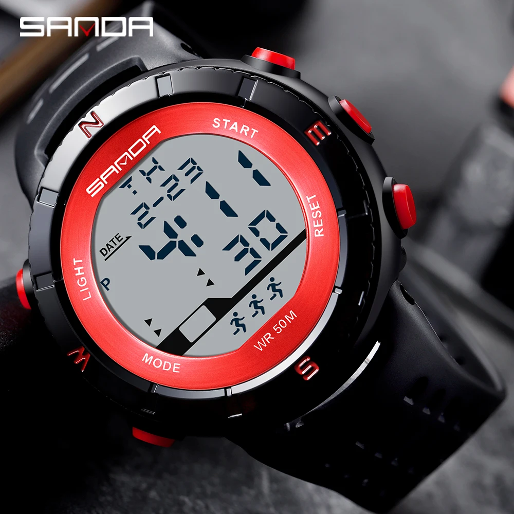 

SANDA 2021 новые мужские часы ведущего бренда светодиодные электронные часы модные цифровые водонепроницаемые военные часы Relogio Masculino 386