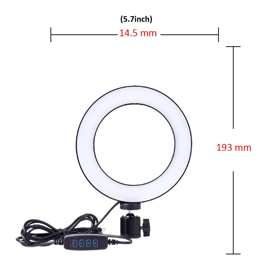 5.7inch Ring Светодиодный кольцевой светильник для камеры, кольцевой светильник для студийной фотосъемки, кольцевой светильник для Ютуба, для макияжа телефона, Селфи, с держателем для штатива - Цвет: 5.7inch Ring