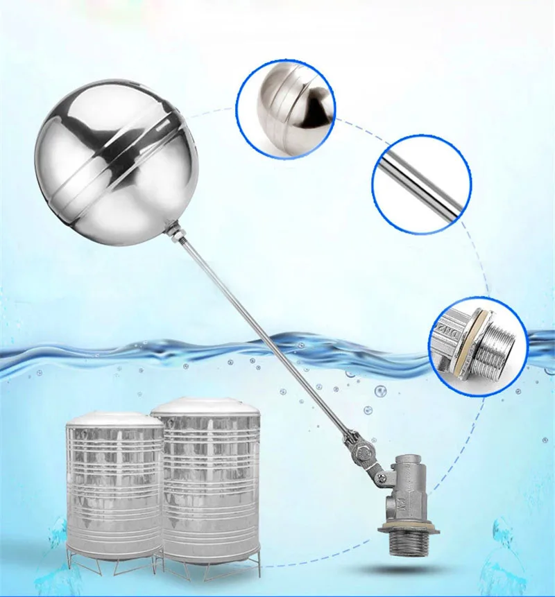 

DN15 DN20 DN25 1/2" 3/4" 1" Floating Valve Male Thread Tank Ball Stainless Steel Flow Control Float Sensor Valve Adjustable