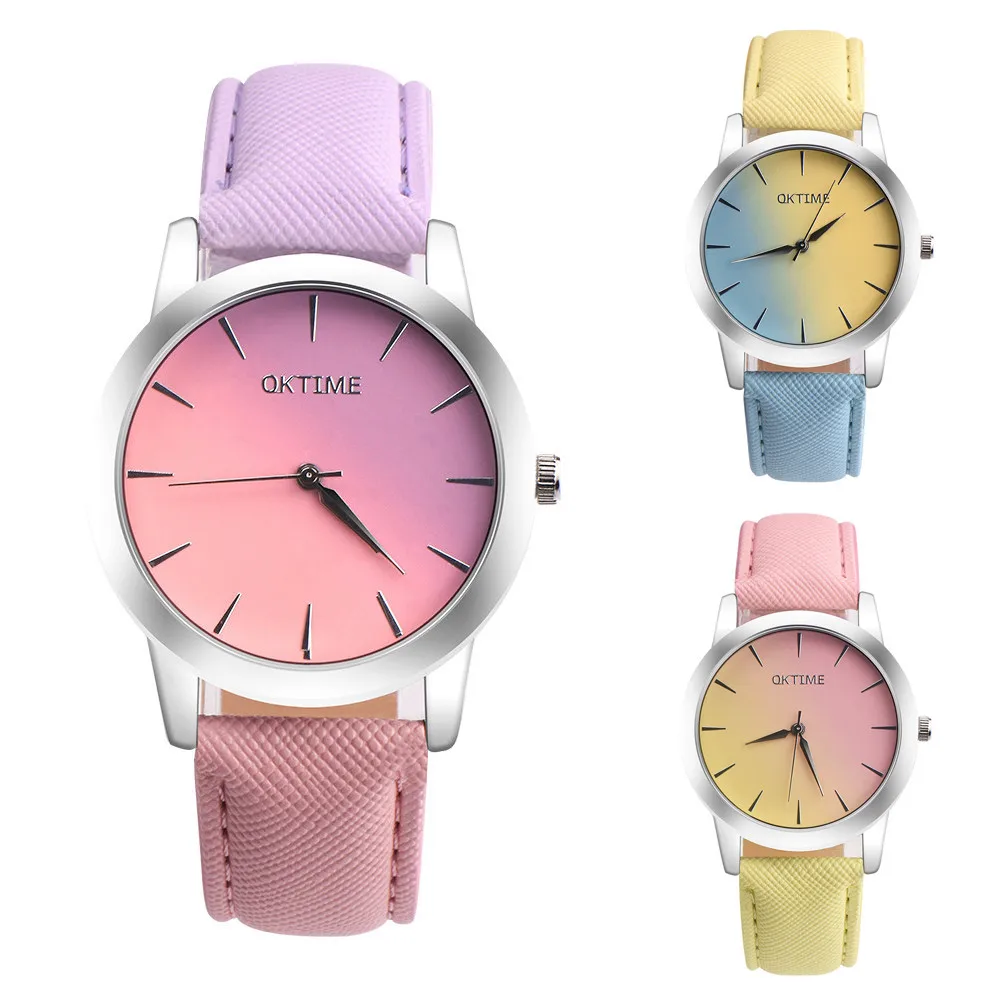 

Retro Rainbow Design Leather Band Analog Alloy Quartz Wrist Watch watches luxury watches luxury Reloj femenino montre femme