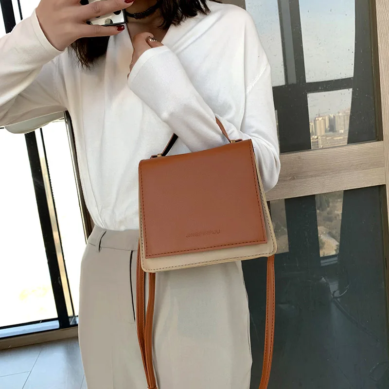 LTBOOS контрастный цвет кожа Hasp сумки через плечо для женщин 2019 дамы съемный