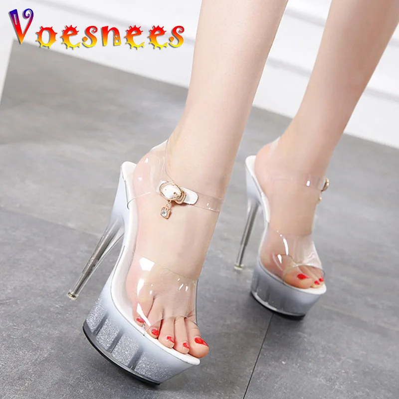 2021 New Women Night Club Steel Tube Dancing Sandals Transparent PVC Crystal Bottom Waterproof Platform Wedding High Heel Shoes | Обувь