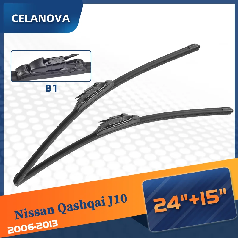 

CELANOVA Windshield Wiper Blade For Nissan Qashqai J10 2006-2013 24"+15" Frameless Windscreen Rubber wipers