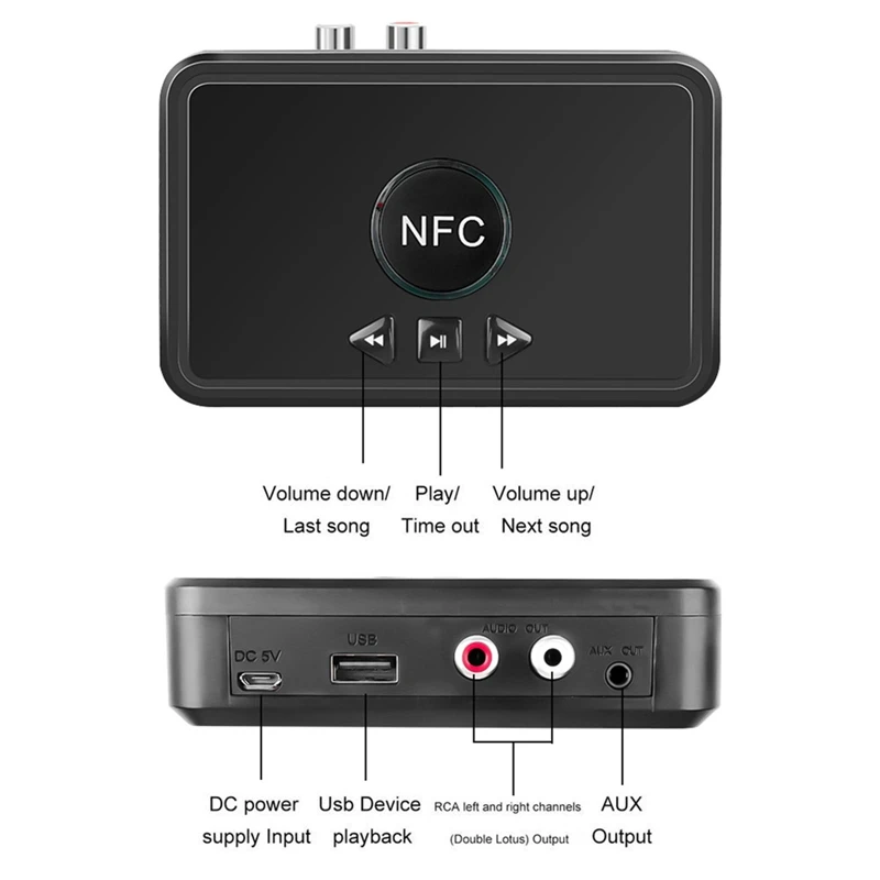 

NFC 5.0 Bluetooth RCA o Receiver AUX 3.5Mm 3.5 Jack Hifi Music Auto Wireless Adapter for Car Home Speaker