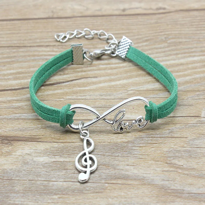 Infinity Love Musical Note Charm Bracelet Suede Leather Adjustable Bracelets Women Girl Minimalist Best Friends Gifts Jewelry | Украшения и