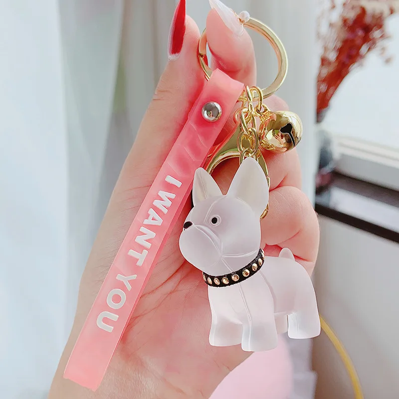 

New Trend Fashion Beautiful Lovely Dog Key Chain Exquisite Bag Pendant Keychain Car Accessories Trinket Keyring Wholesale Gift