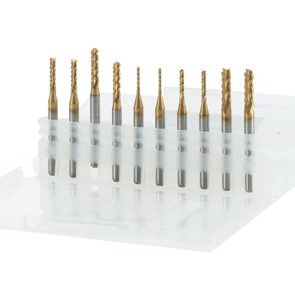 10 шт. Фрезерные фрезы для печатных плат твердосплавные концевые с титановым