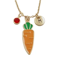 carrot cute initial letter monogram birthstone gold necklace fashion jewelry women gifts christmas accessories pendant