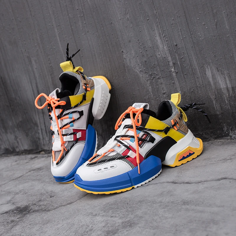 Женская обувь модные сетчатые кроссовки на платформе Femme разноцветная tenis feminino